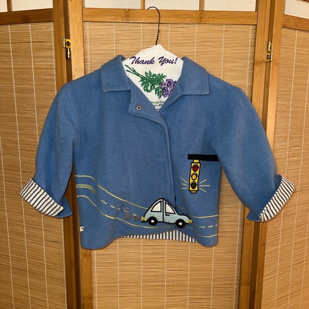 Coco Bon Bons Toddler Boys %100 wool cars & trucks coat